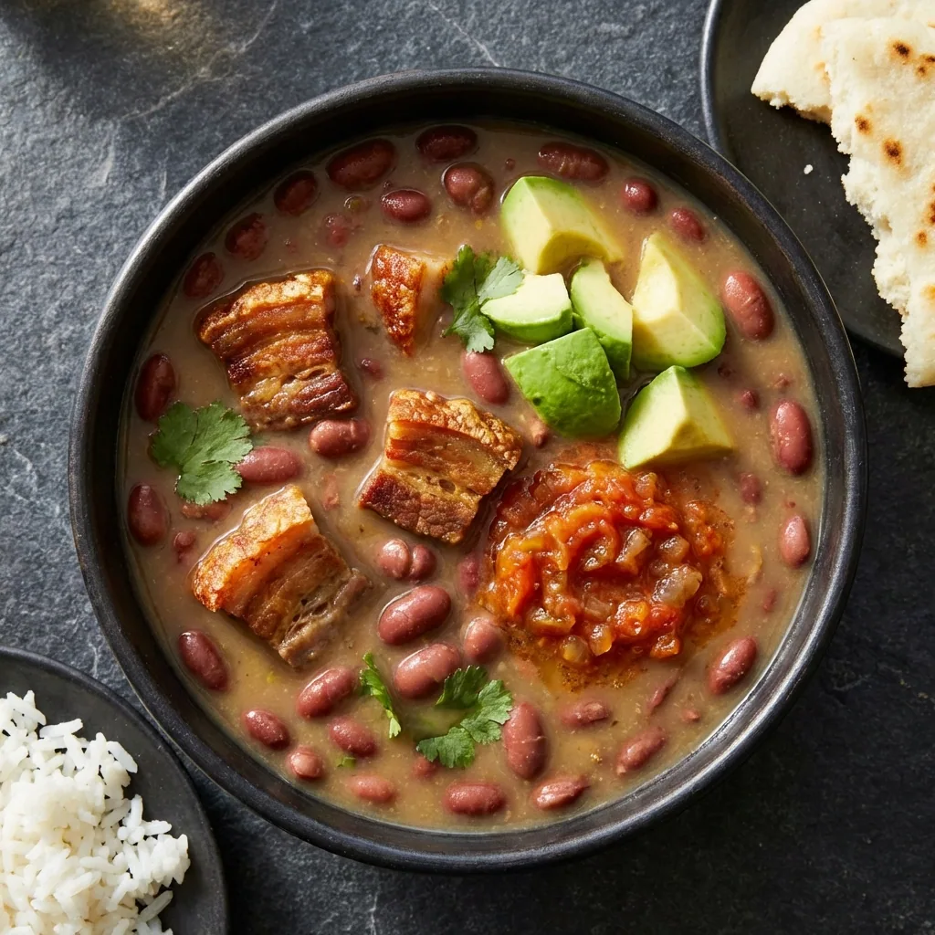 Frijoles colombianos version saludable con ensalada y sin fritos